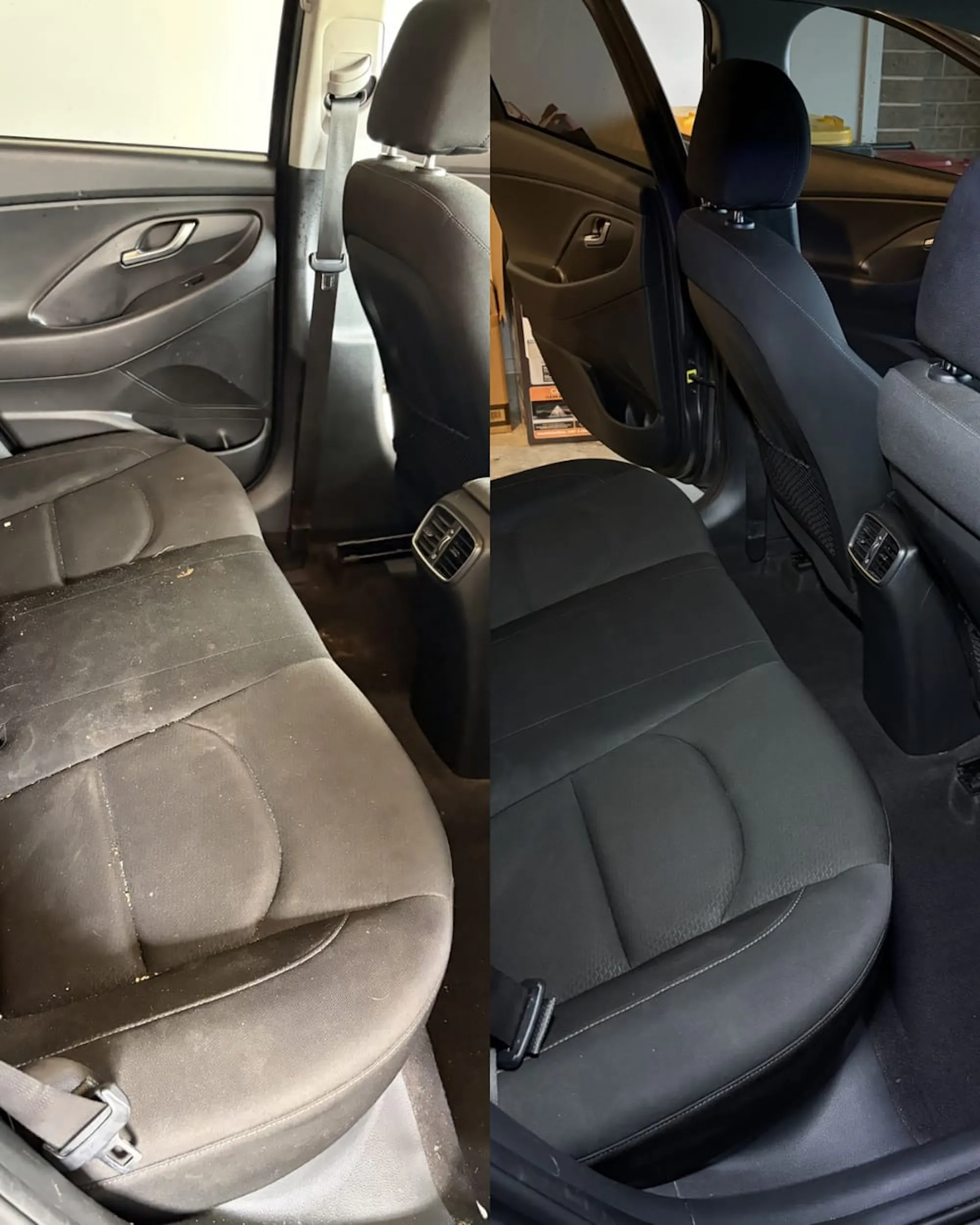 Interior detail, before and after