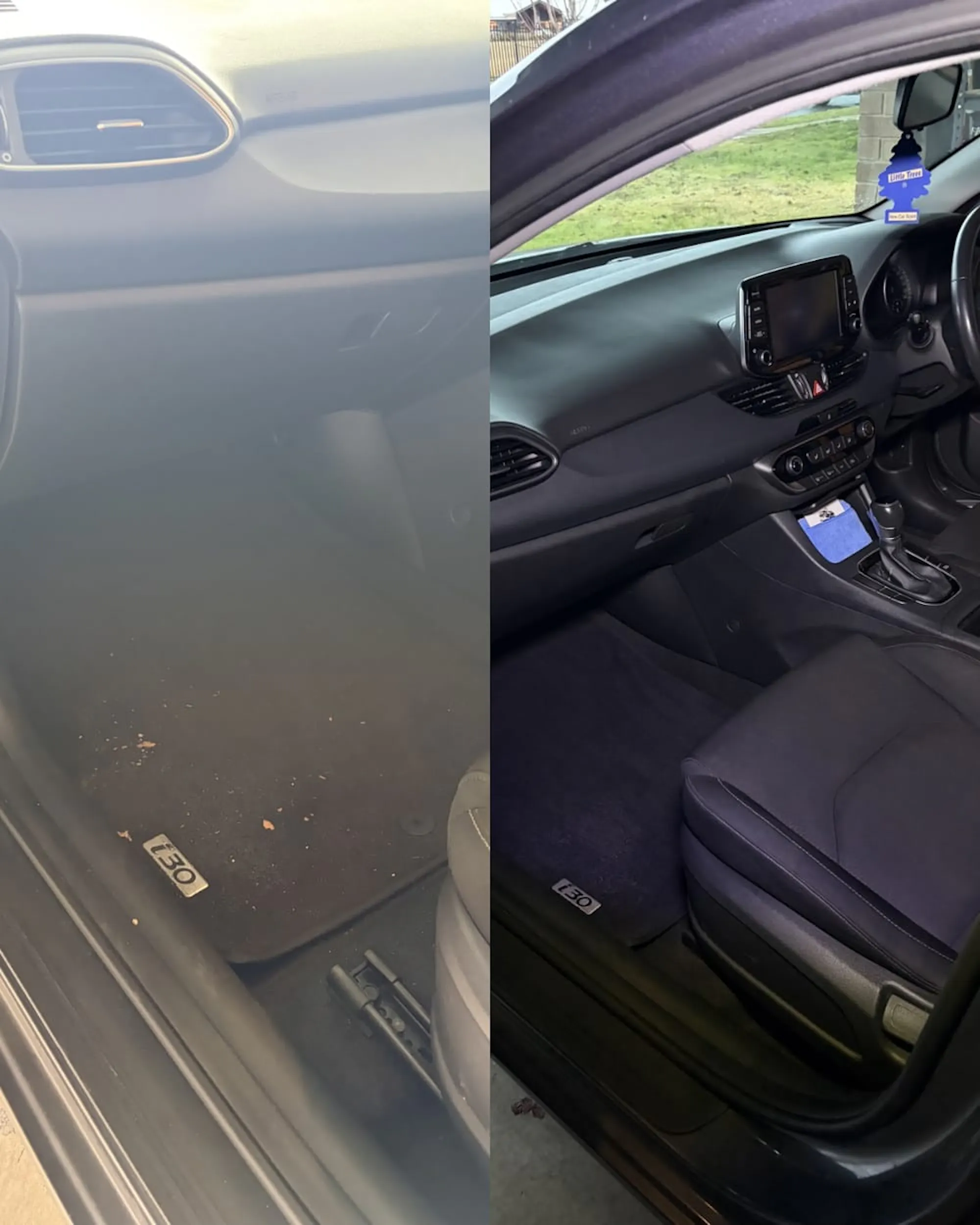 Cabin + console, before and after