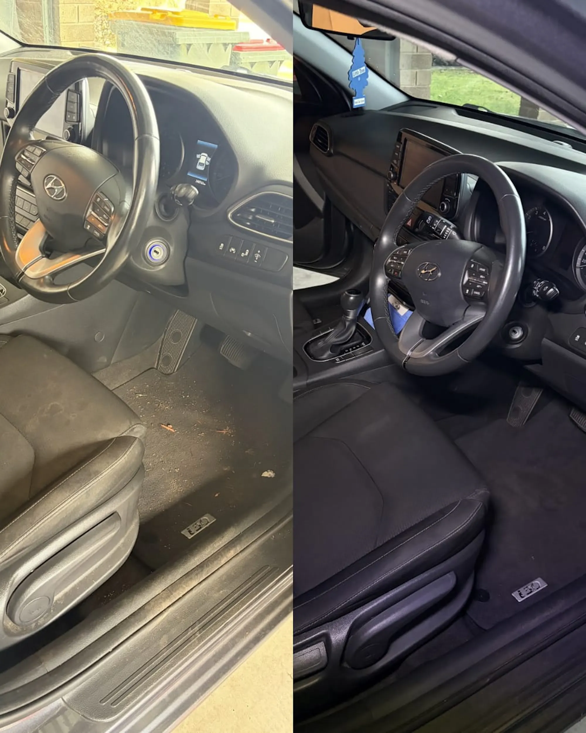 Interior detail, before and after