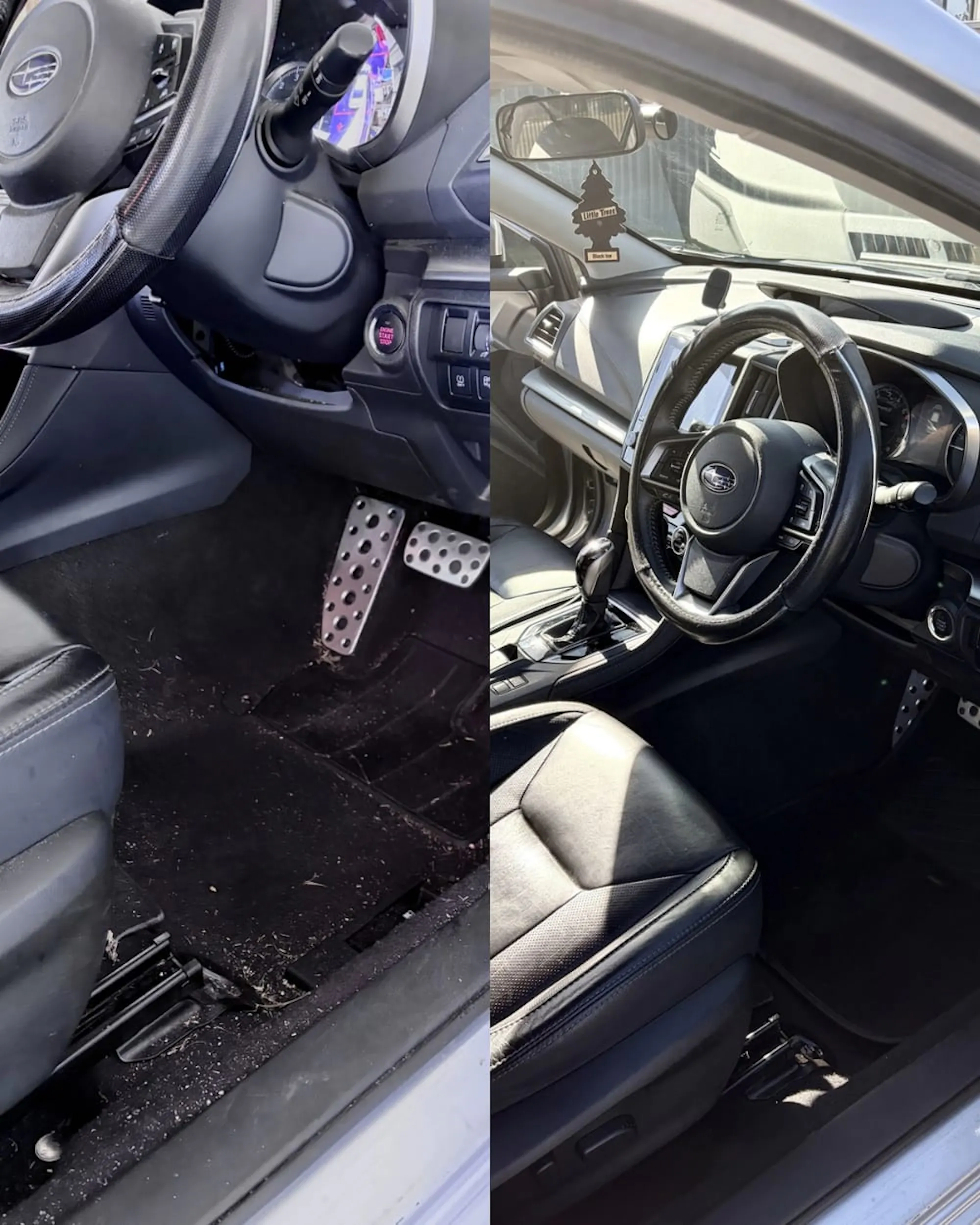 Cabin + console, before and after