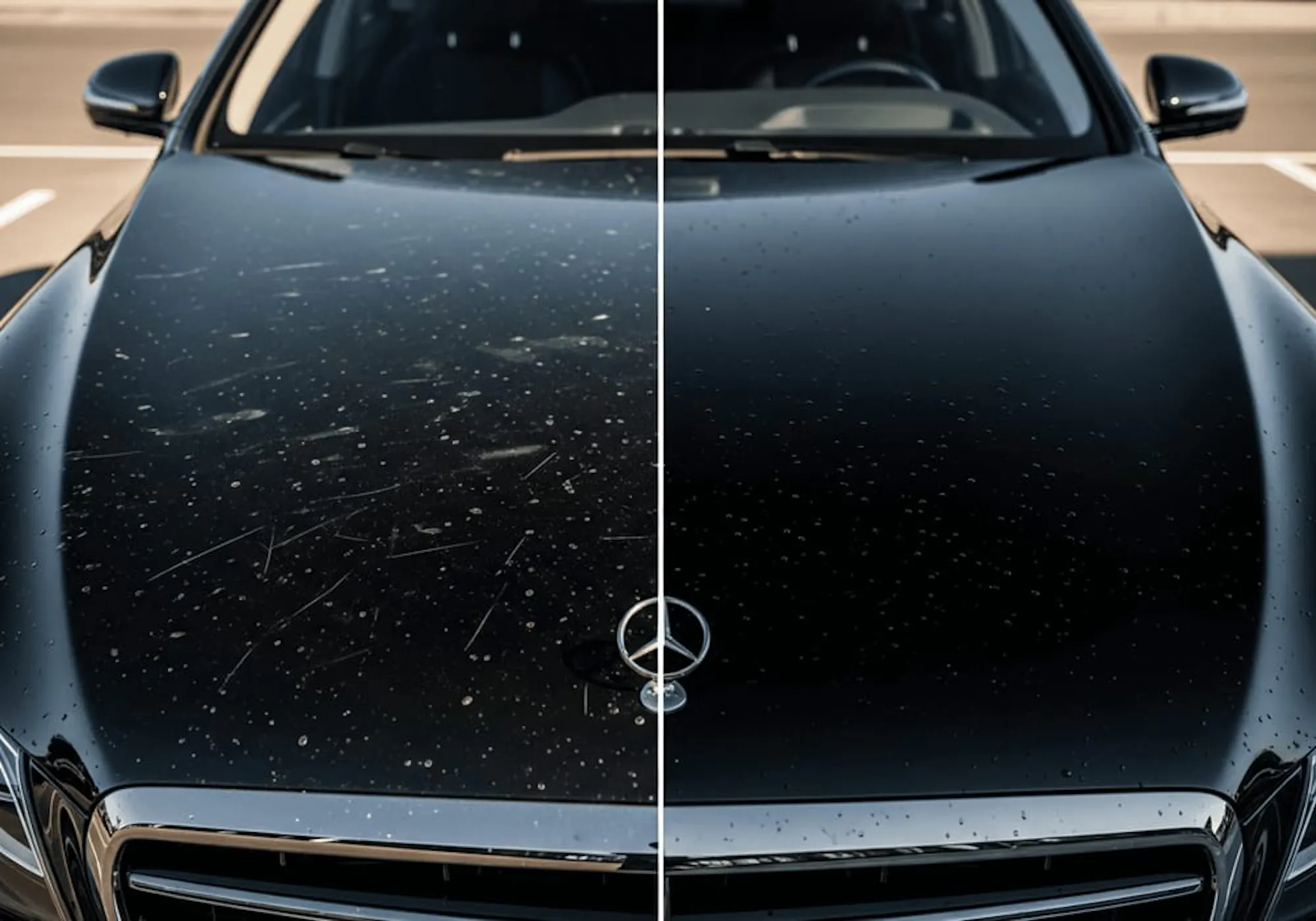 Bonnet paint correction and ceramic coating before and after